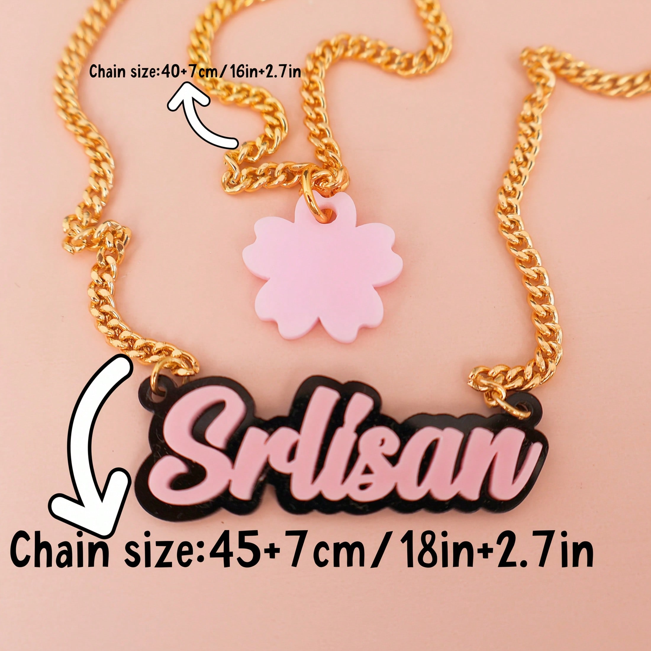 Custom Acrylic Name Necklace Double Cuban Chain Letter Flower Pendant Y2K Women Party Jewelry Gift