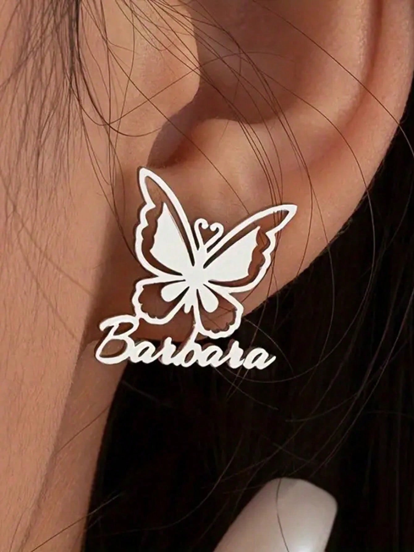 Personalized Butterfly Name Earrings Pair, Vintage Elegant Custom Jewelry for Birthday Wedding Bridesmaid Gift