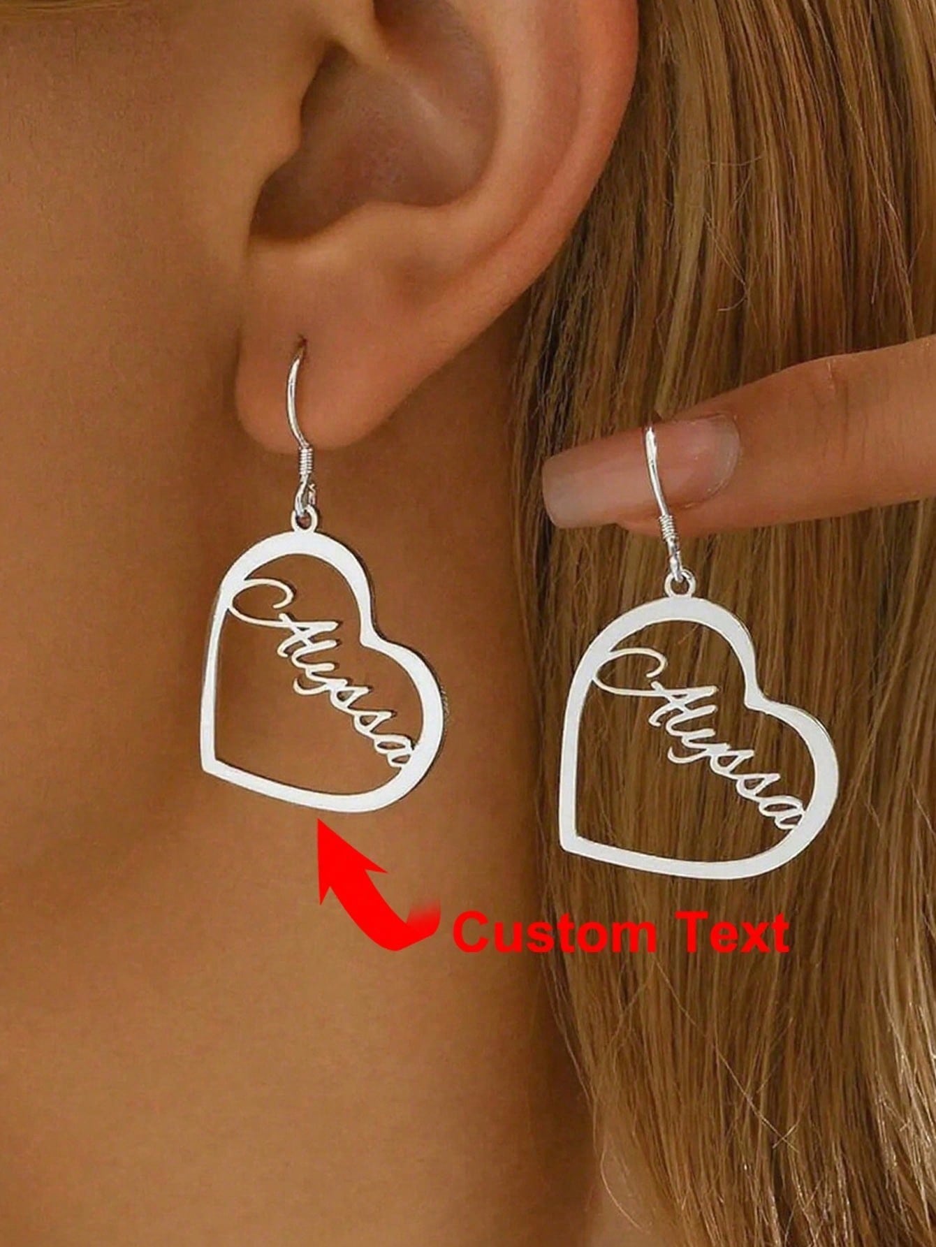Custom Name Heart Hoop Earrings Pair, Minimalist Personalized Heart Circle Earrings Gift for Girls