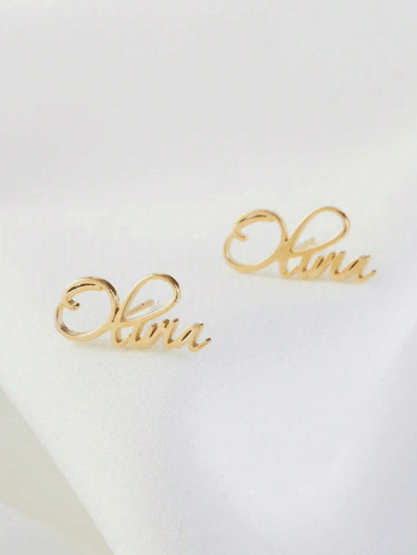 Custom Name Earrings for Women, Stainless Steel Personalized Letter Nameplate Stud Earrings
