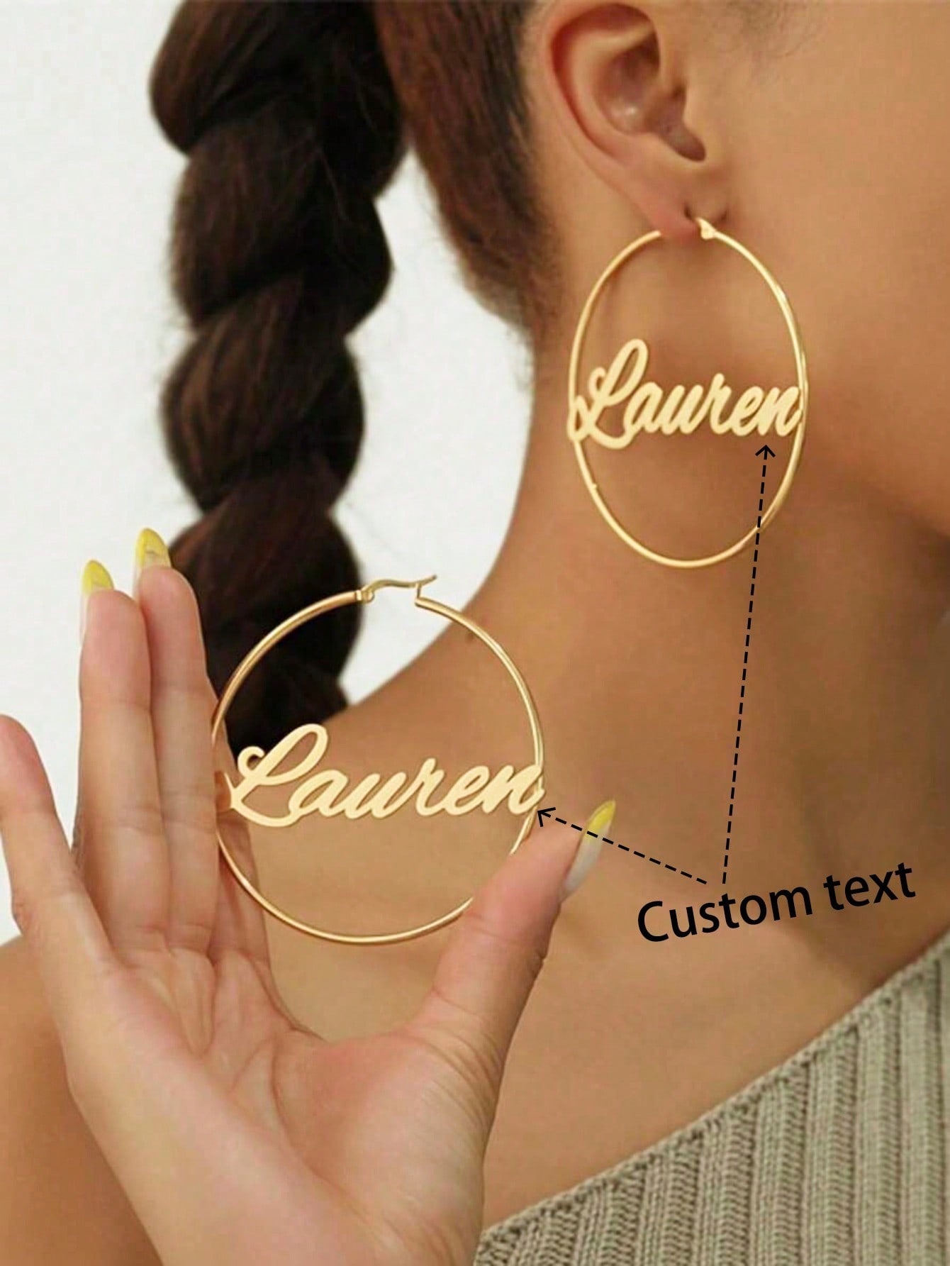 Unisex Custom Letter Stainless Steel Earrings, Fashion Personalized Daily Jewelry Gift