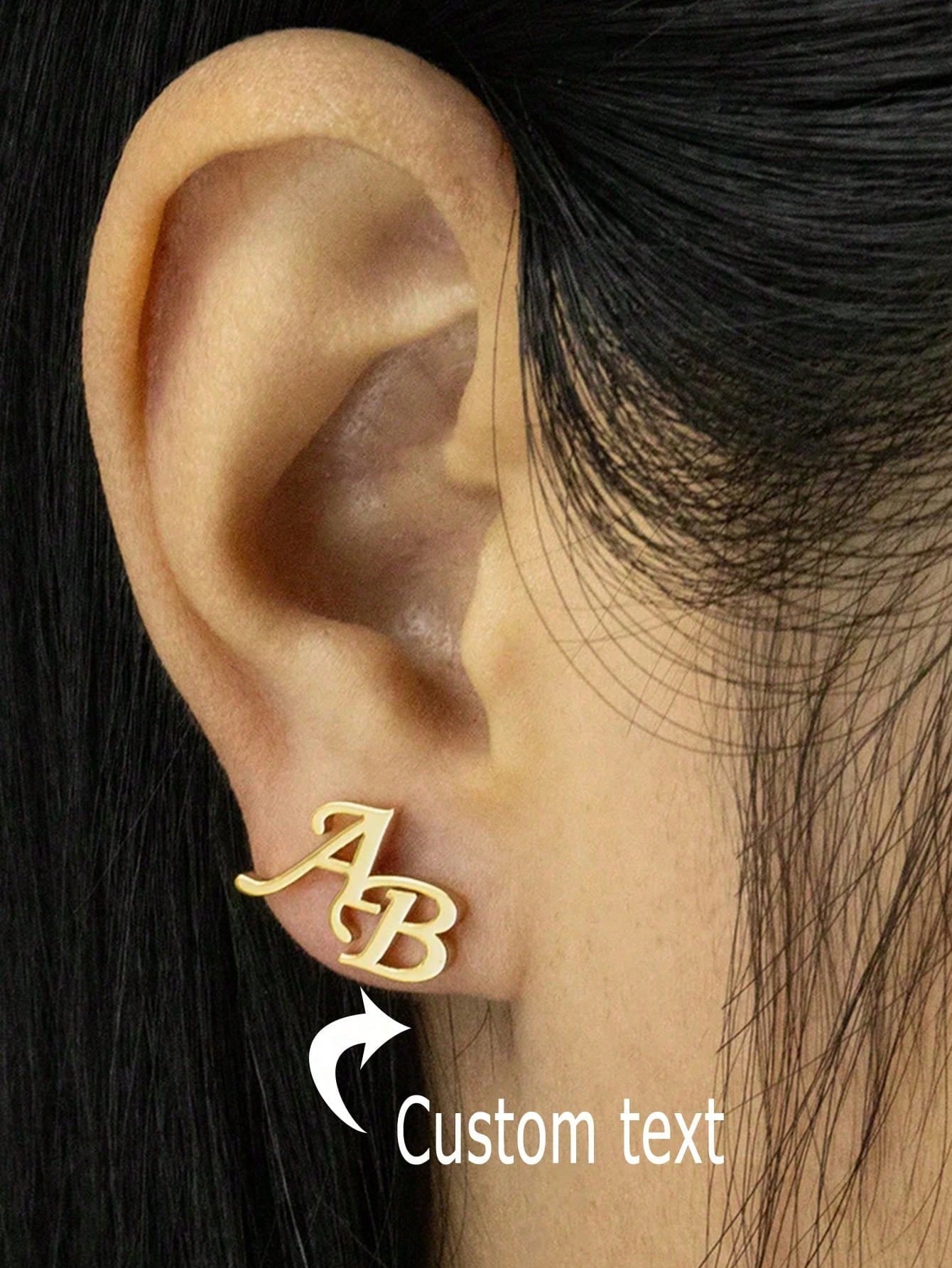 Gold Stainless Steel A-Z Custom Letter Name Earrings, Personalized Wedding Party Jewelry for Women