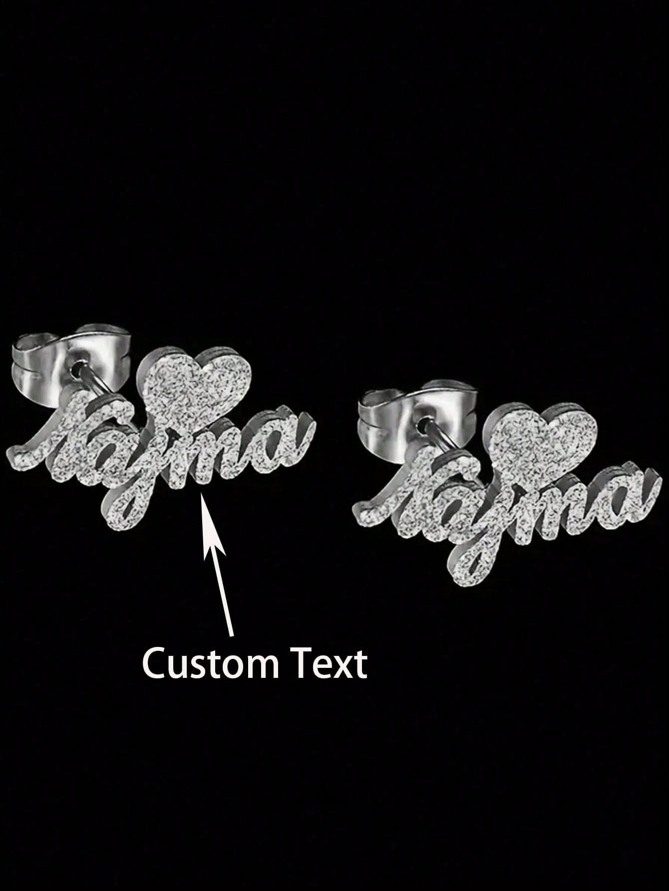 Elegant Custom Butterfly & Name Matte Stainless Steel Stud Earrings
