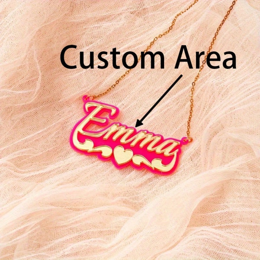 Custom Acrylic Name Letter Pendant Necklace Personalized Hip Hop Jewelry Birthday Christmas Party Gift