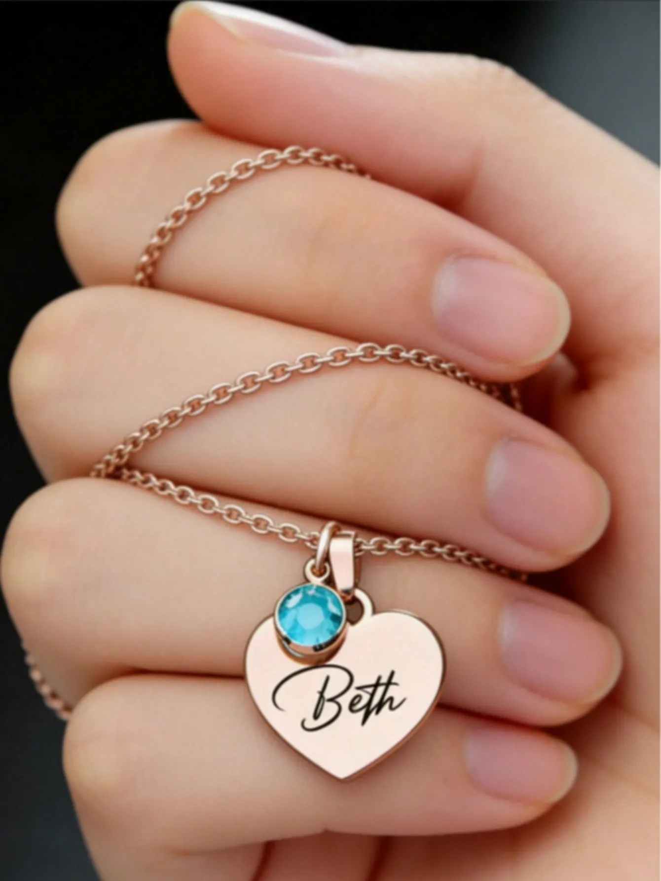 Custom Birthstone Necklace Engraved Letter Name Pendant 18K Gold Plated Unisex DIY Jewelry Gift