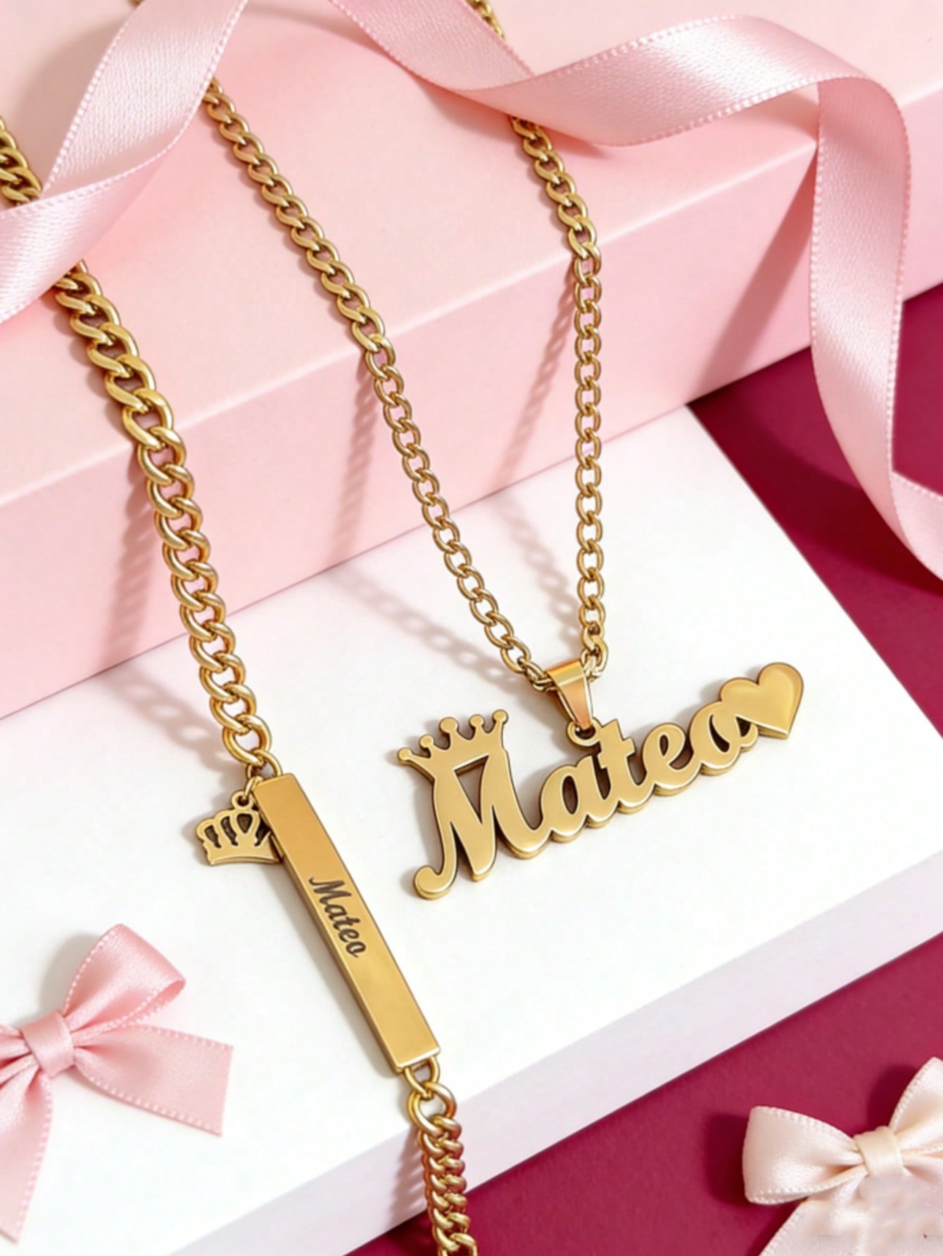 Stainless Steel Double Layer Necklace, Heart-shaped English Letter Clavicle Chain Pendant Jewelry