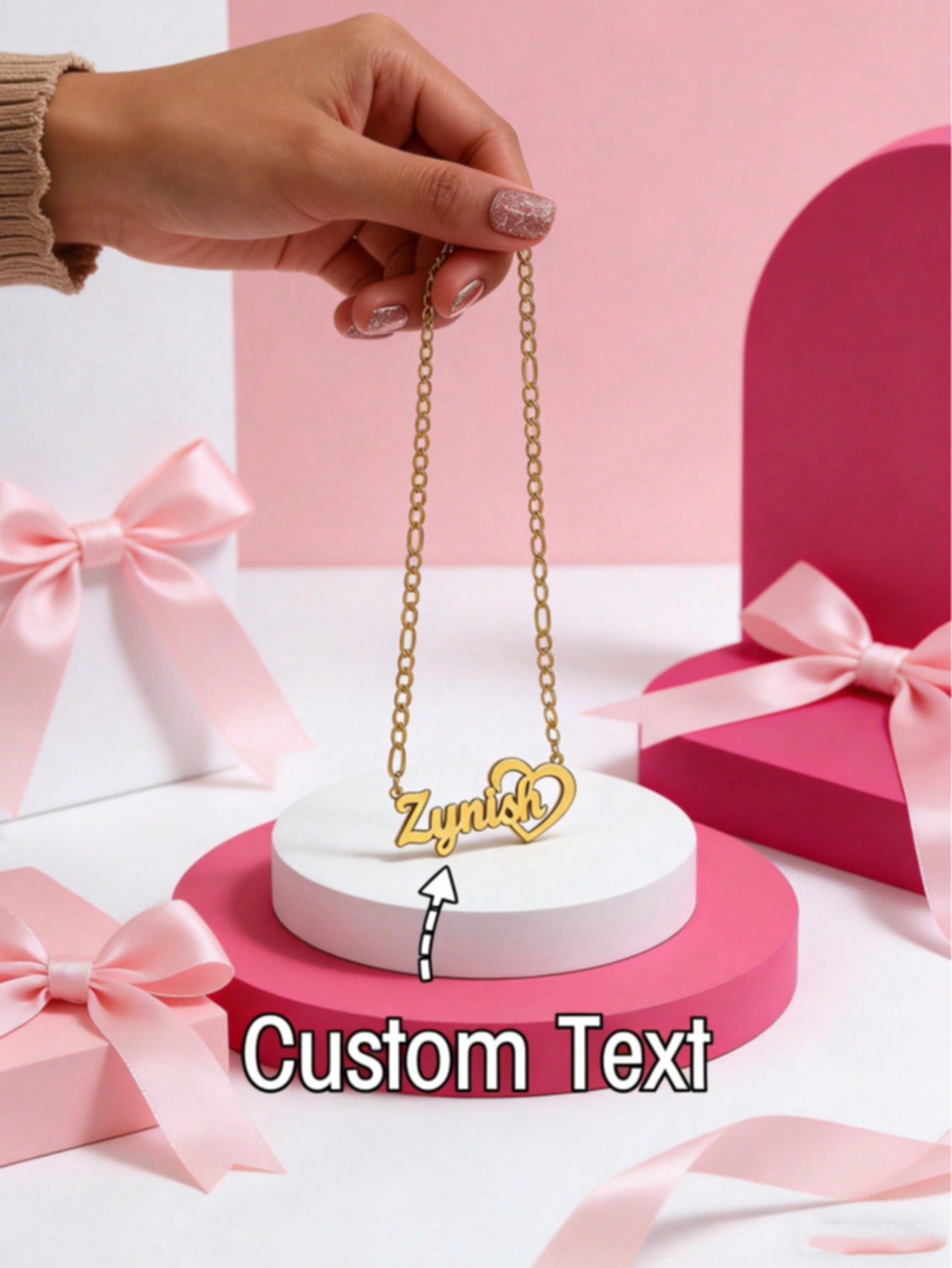Custom Stainless Steel Double-layer Necklace, Heart-shaped English Letter Clavicle Chain Pendant Jewelry