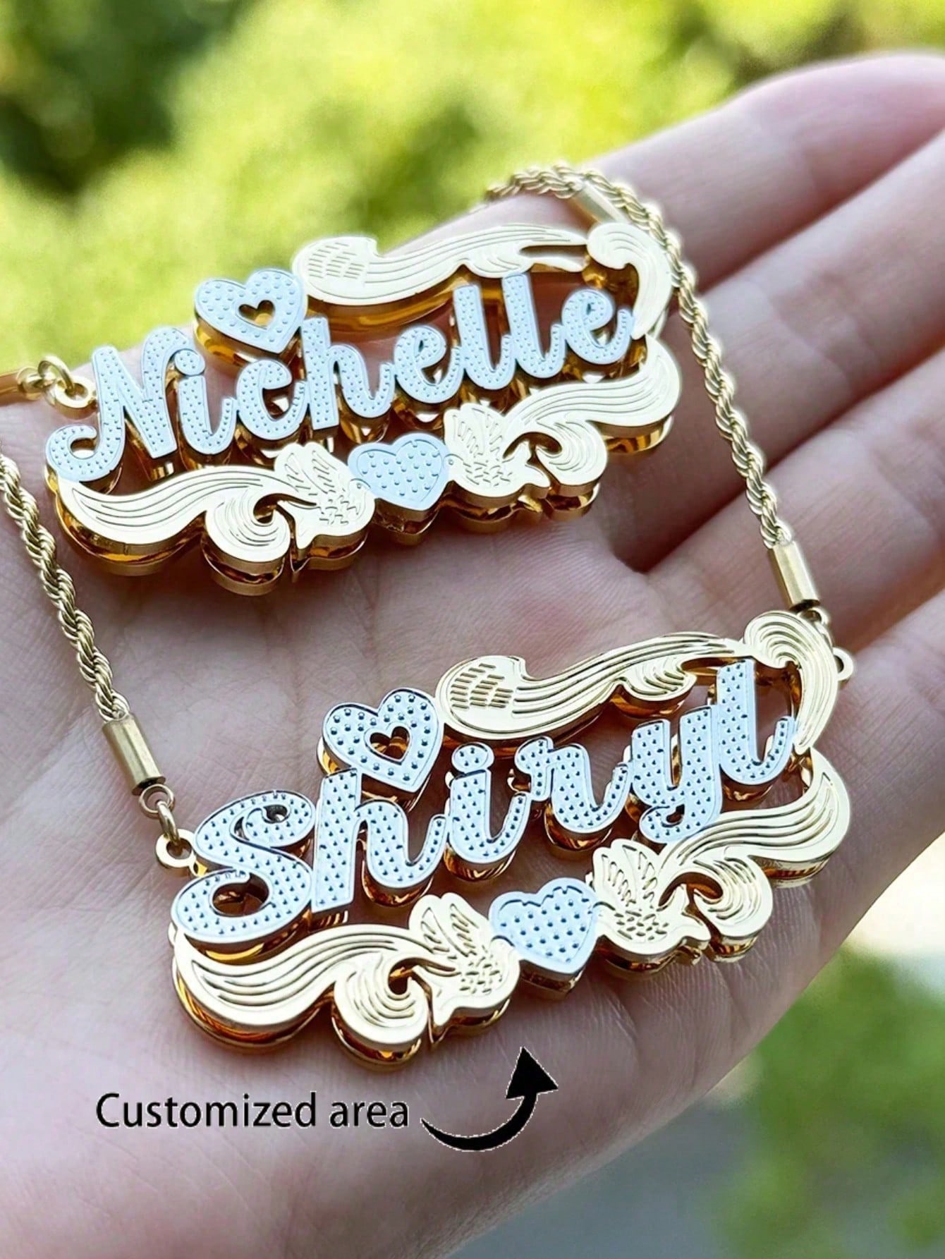 Personalized 3D Two-tone Nameplate Necklace Custom Stainless Steel Unisex Jewelry Anniversary Gift