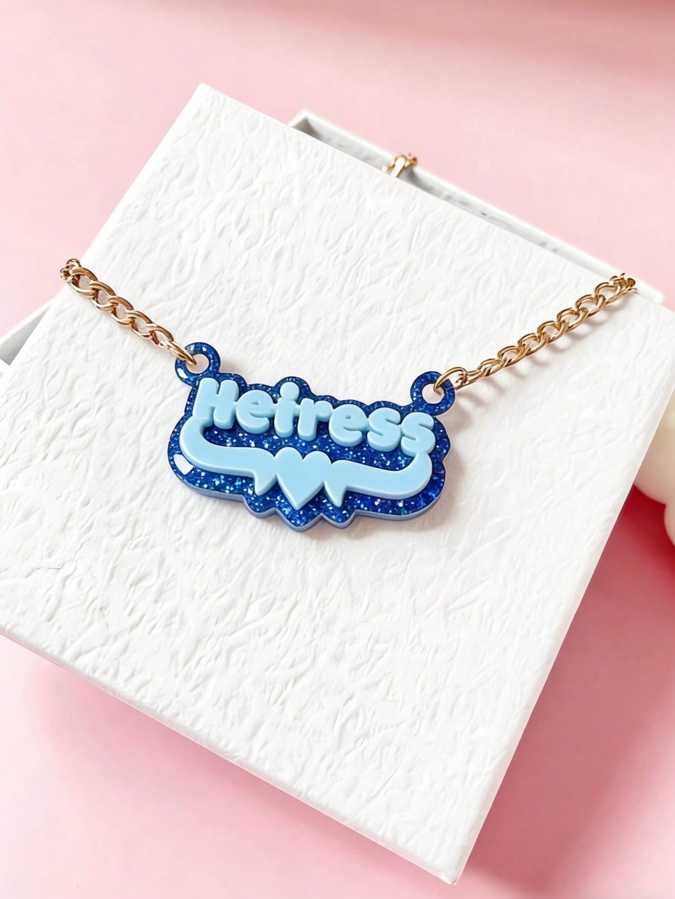 Custom Glitter Name Cute Kids Necklace Halloween Gift