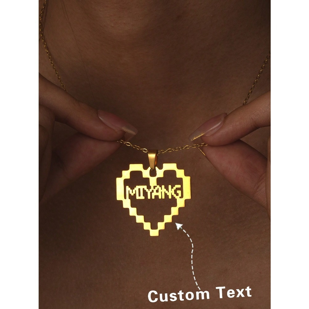 customized elegant luxurious minimalistic gold digital heart shaped nameplate necklace birthday personalized anniversary gifts custom jewelry commemorative family lovers parties travels pairing mothers day wedding season world cup-定造集