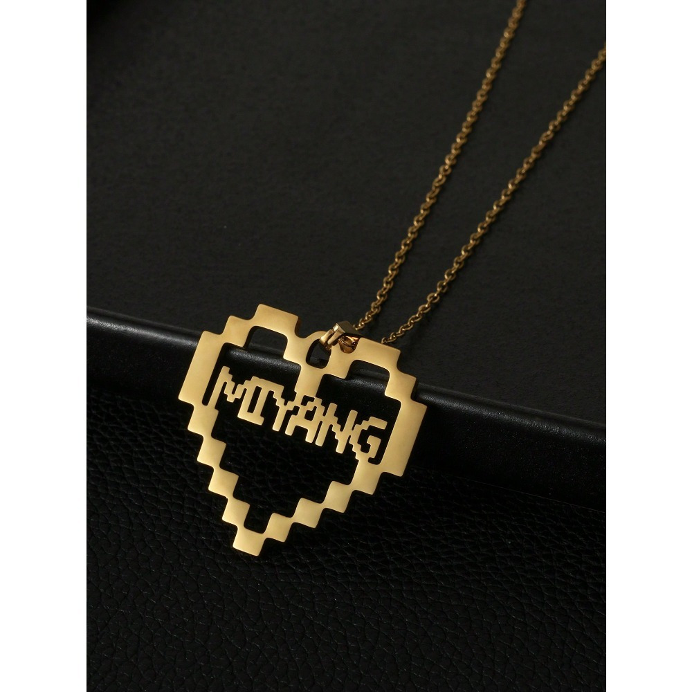 customized elegant luxurious minimalistic gold digital heart shaped nameplate necklace birthday personalized anniversary gifts custom jewelry commemorative family lovers parties travels pairing mothers day wedding season world cup-定造集