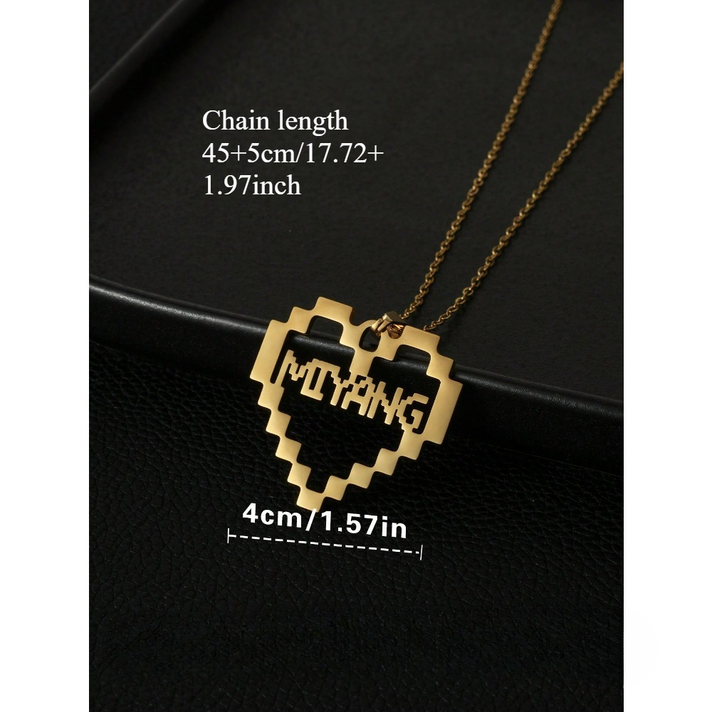customized elegant luxurious minimalistic gold digital heart shaped nameplate necklace birthday personalized anniversary gifts custom jewelry commemorative family lovers parties travels pairing mothers day wedding season world cup-定造集