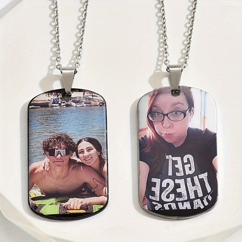 custom photo dog tag necklace stainless steel punk christmas gift-定造集