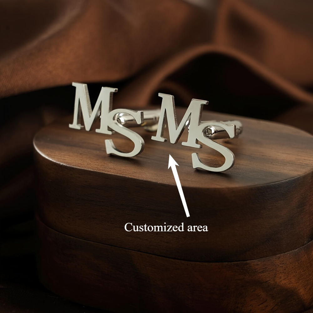 custom cufflinks couples personalized letters stainless steel elegant minimalist style mens fashion jewelry gift him shirts suits - Personalized Custom Jewelry Gift
