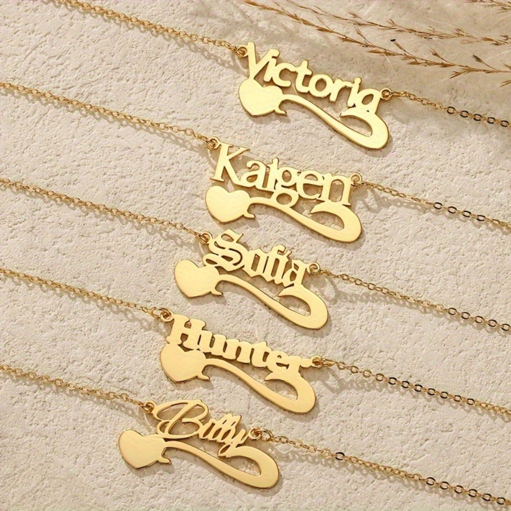 customize nk necklace elegant stainless steel customizable heart shaped pendant personalized luxury jewelry women simple fashionable christmas valentines day gifts banquets special occasions mothers day wedding season world cup-定造集