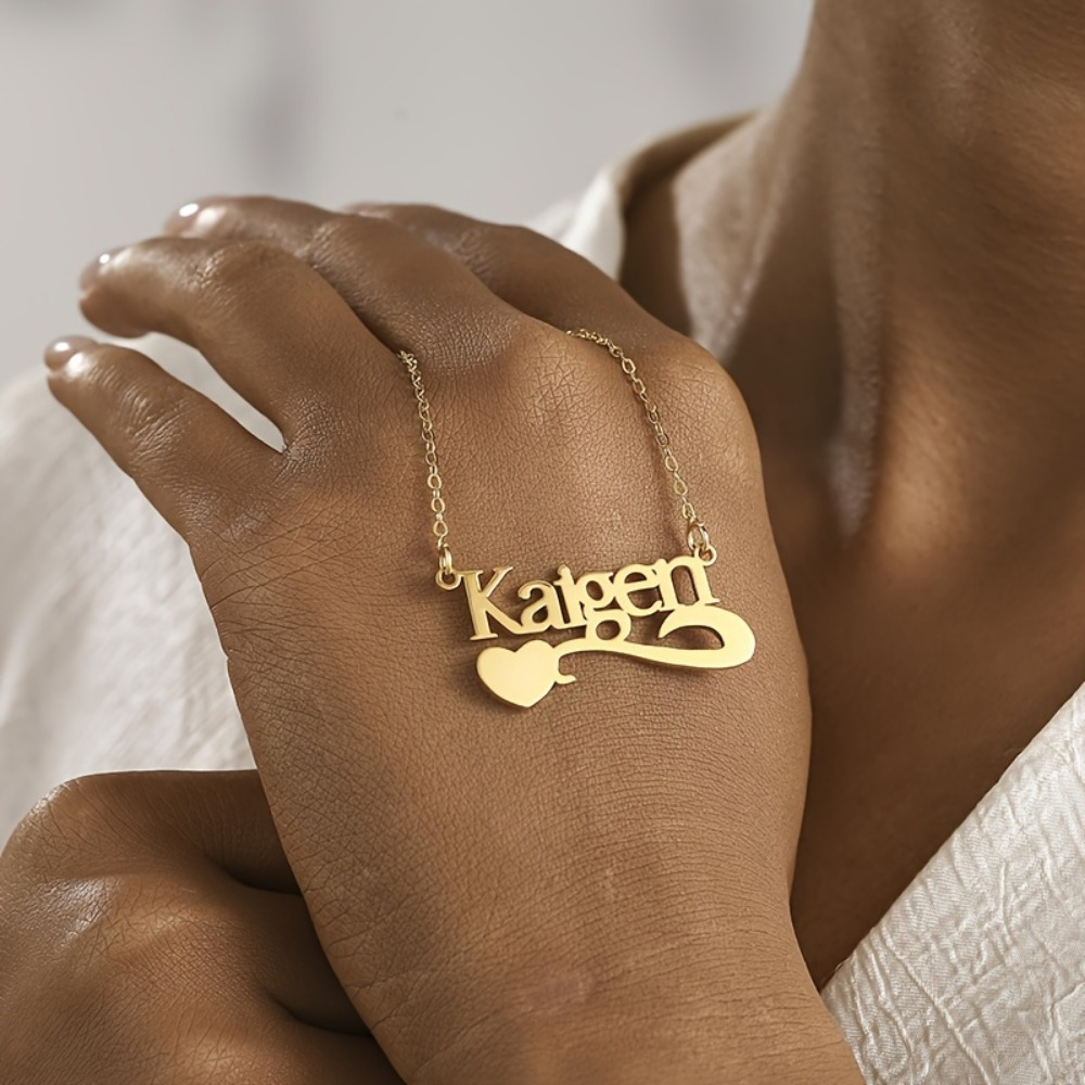 customize nk necklace elegant stainless steel customizable heart shaped pendant personalized luxury jewelry women simple fashionable christmas valentines day gifts banquets special occasions mothers day wedding season world cup-定造集