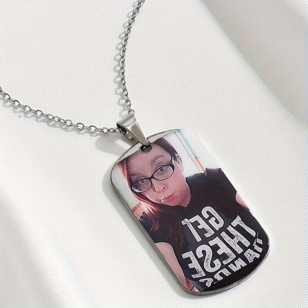 custom photo dog tag necklace stainless steel punk christmas gift-定造集