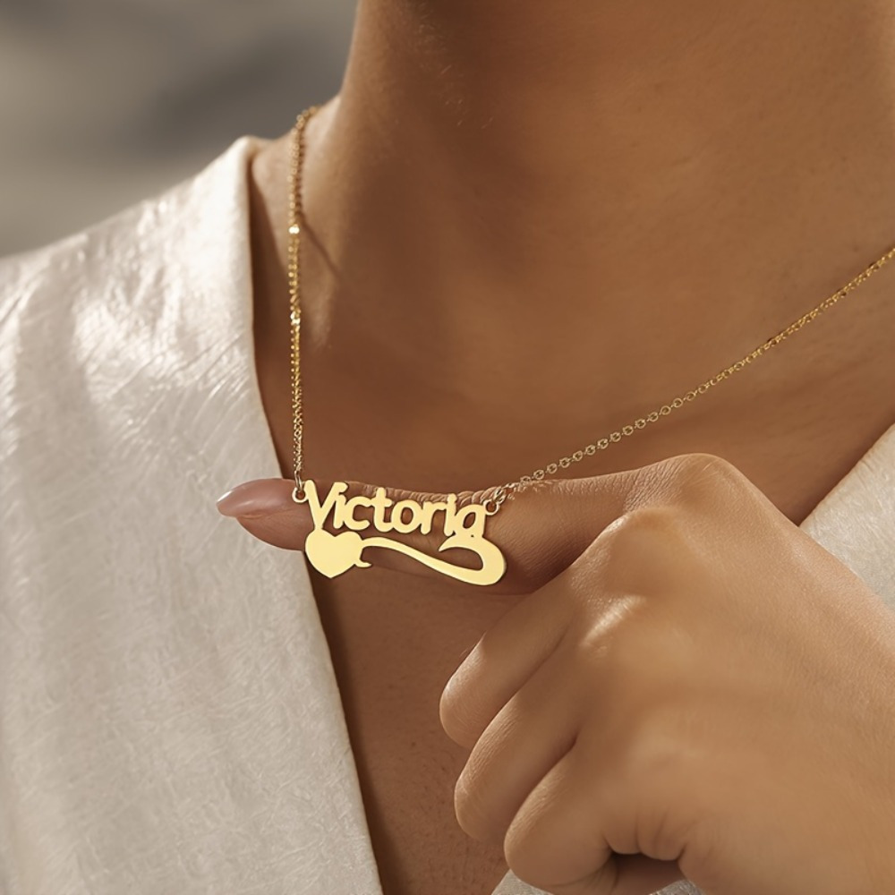 customize nk necklace elegant stainless steel customizable heart shaped pendant personalized luxury jewelry women simple fashionable christmas valentines day gifts banquets special occasions mothers day wedding season world cup-定造集