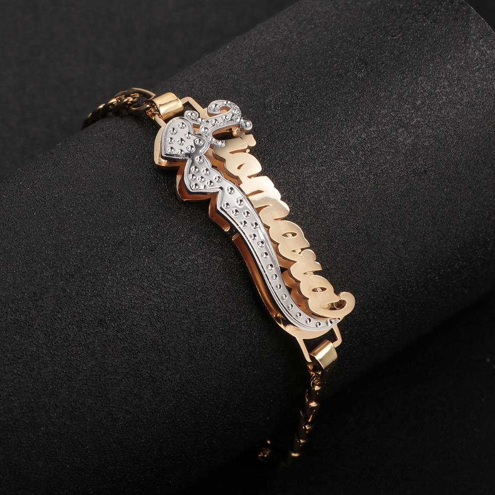 custom double layer heart bracelet stainless steel-定造集