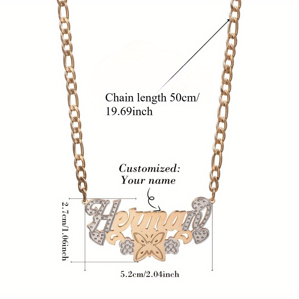 customized two tone double layer name necklace-定造集