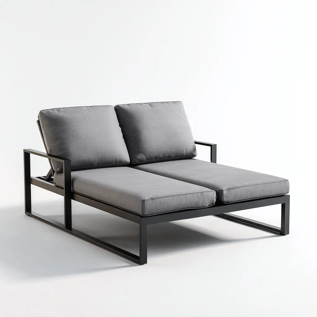 Bain de soleil extérieur aluminium tissu 2 places 200x140x75 cm - gris-noir - design contemporain-Nookmyhut