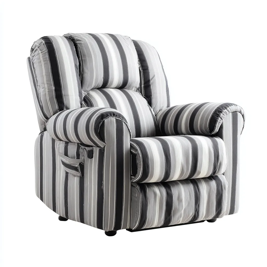 Fauteuil relax en tissu rayé 95x95x100 cm - gris-blanc - confort détente-Cottamyloft