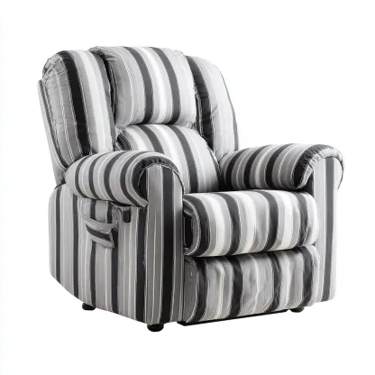 Fauteuil relax en tissu rayé 95x95x100 cm - gris-blanc - confort détente-Cottamyloft