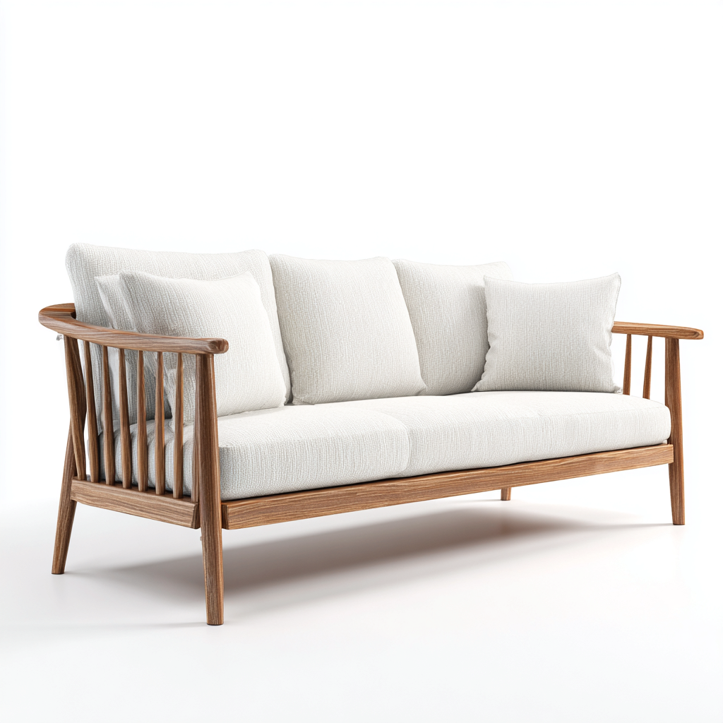 Canapé de jardin en bois et tissu 180x75x78 cm - beige - design naturel-Cottamyloft