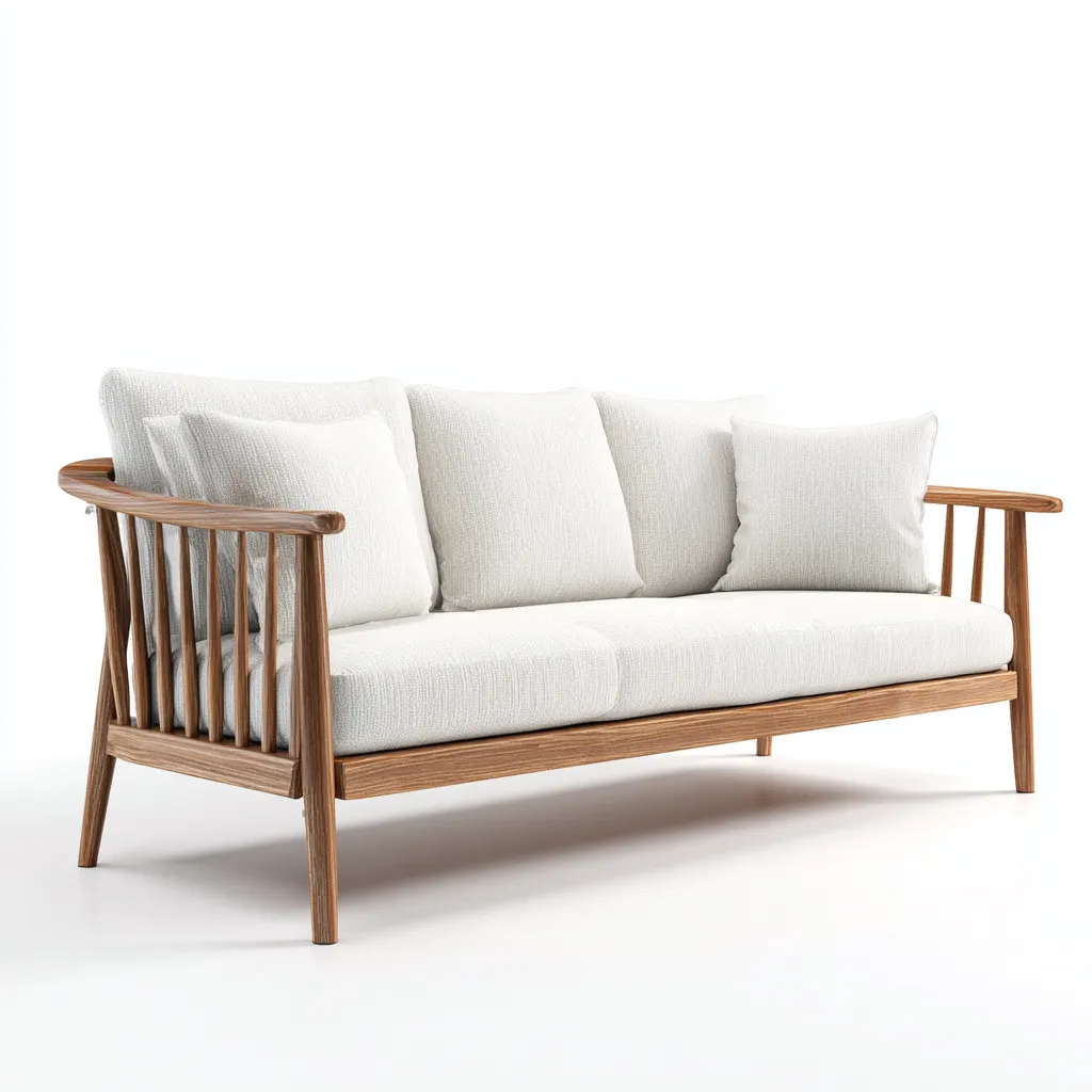 Canapé de jardin en bois et tissu 180x75x78 cm - beige - design naturel-Cottamyloft