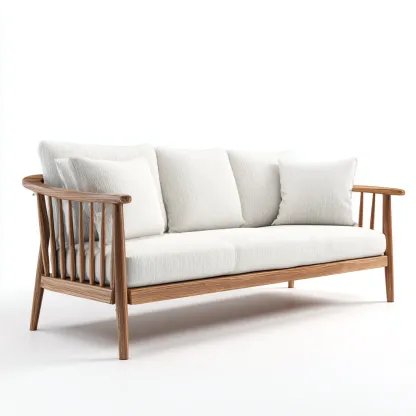 Canapé de jardin en bois et tissu 180x75x78 cm - beige - design naturel-Cottamyloft