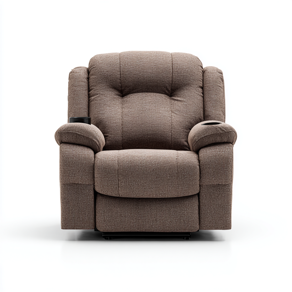 Fauteuil relax tissu rembourré 100x95x105 cm - Marron - Style contemporain-Cottamyloft