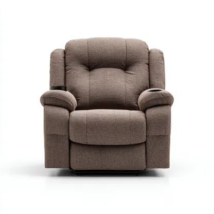 Fauteuil relax tissu rembourré 100x95x105 cm - Marron - Style contemporain-Cottamyloft