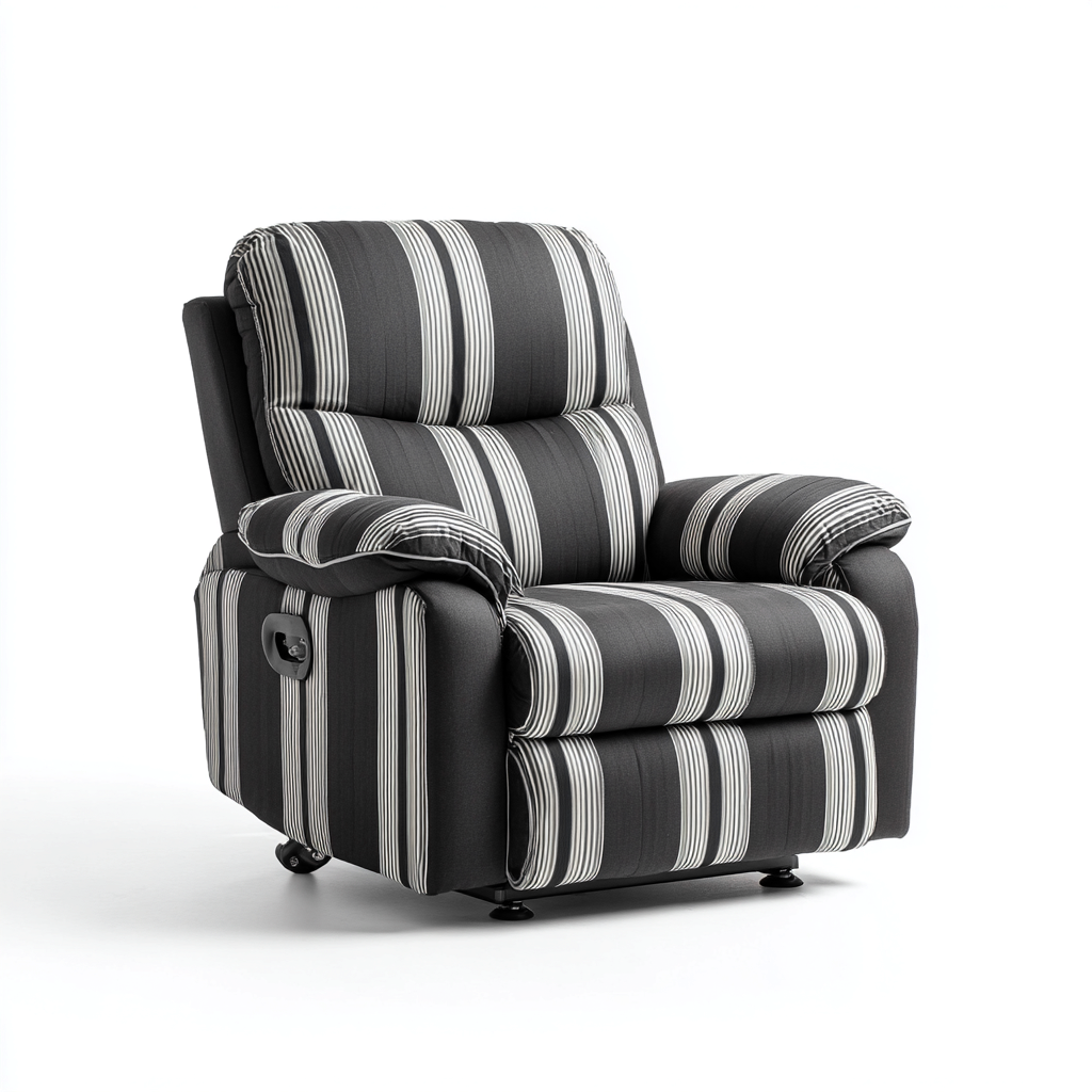 Fauteuil relax tissu rembourré 95x90x105 cm - Noir-Blanc - Style contemporain-Cottamyloft