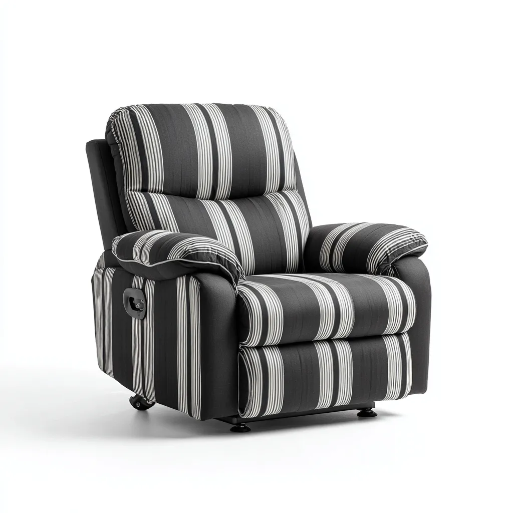 Fauteuil relax tissu rembourré 95x90x105 cm - Noir-Blanc - Style contemporain-Cottamyloft