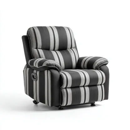 Fauteuil relax tissu rembourré 95x90x105 cm - Noir-Blanc - Style contemporain-Cottamyloft
