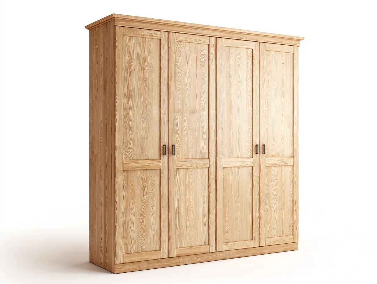 Kleiderschränke mit vier Türen - Holzwerkstoff-Metall - 180 x 58 x 210 cm - Eichefarben-Weiß - Moderner Landhausstil-Kalenyhaven