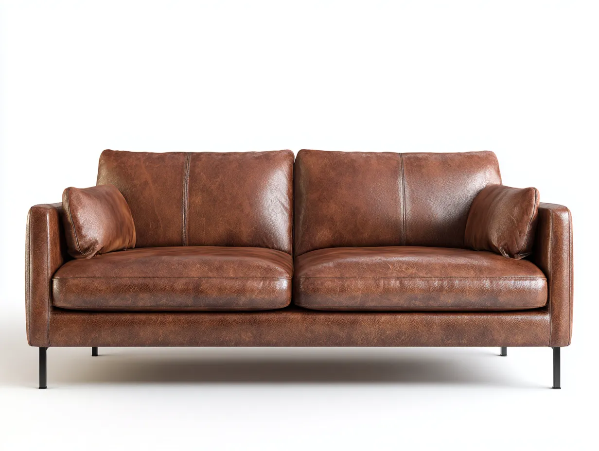 Gerades Sofa-Leder-Metall-204 x 90 x 85 cm-Braun-Modernes Design-Kalenyhaven
