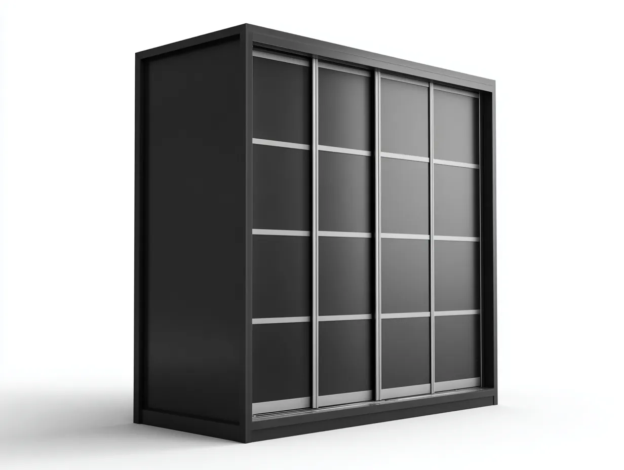 Kleiderschränke mit Schiebetüren-Holzwerkstoff-Metall-Glas-260x68x220 cm-Schwarz-Anthrazit-Modernes Design-Kalenyhaven
