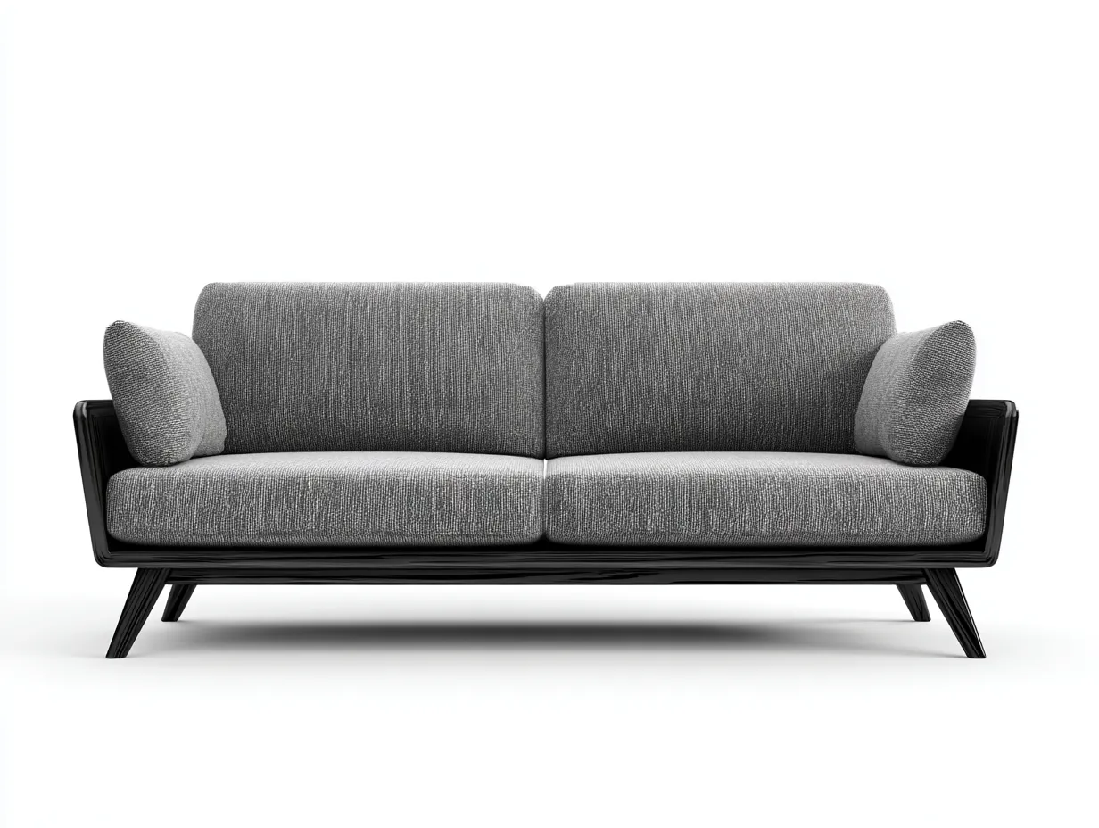 Gerades Sofa-Stoff-Holz-Schaumstoff-200 x 85 x 83 cm-Grau-Schwarz-Modernes Design-Kalenyhaven