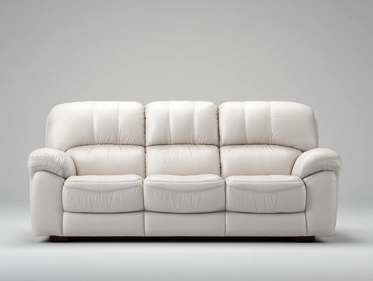 Gerades Sofa-Leder-Schaumstoff-Holz-216 x 98 x 90 cm-Cremeweiß-Modernes Komfort Design-Kalenyhaven