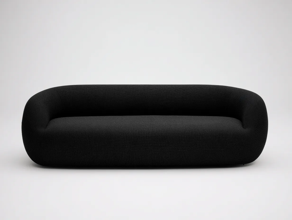 Gerades Sofa-Stoff-Schaumstoff-218 x 96 x 78 cm-Schwarz-Minimalistisches Design-Kalenyhaven