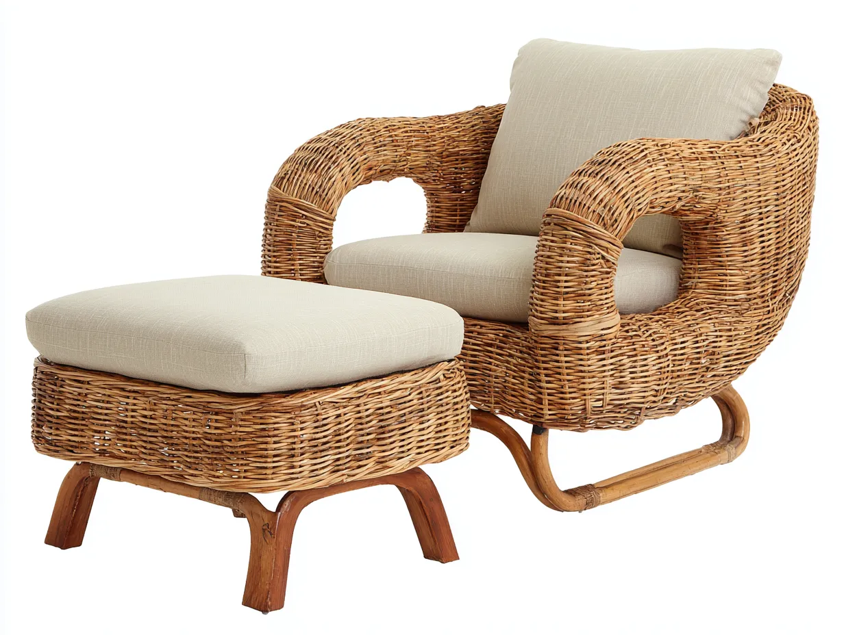 Poltrona da giardino-rattan-legno-94x82x79 cm-marrone-beige-stile naturale contemporaneo-Pinegobay
