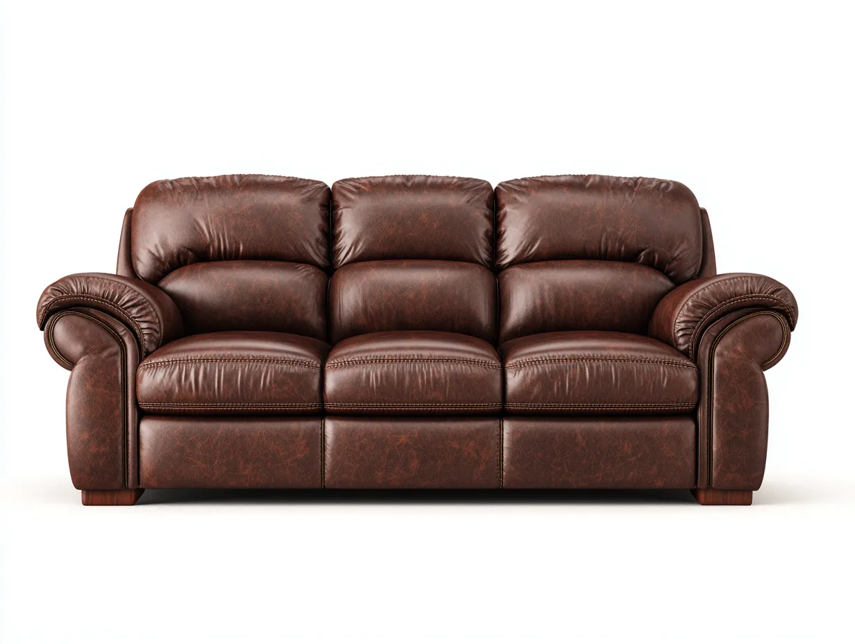 Divano a 3 posti - pelle - 240x100x92 cm - marrone intenso - stile classico-Pinegobay