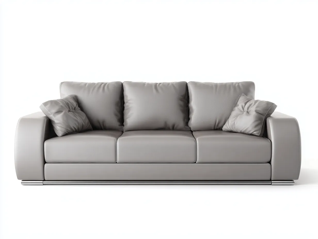 Divano a 3 posti - ecopelle - 228x92x86 cm - grigio chiaro - stile moderno-Pinegobay