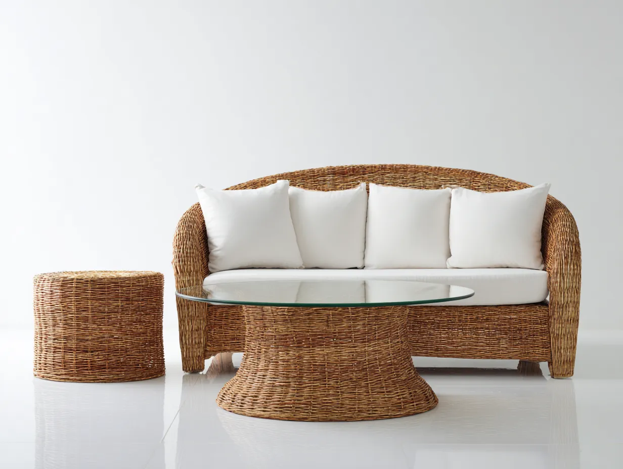 Divani da esterno - rattan sintetico-tessuto-vetro - 162x82x84 cm - beige-marrone chiaro - stile moderno-Pinegobay