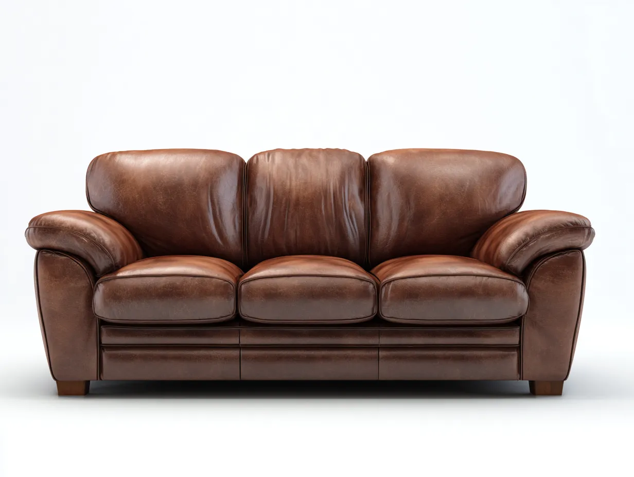 Divano a 3 posti - pelle - 238x96x90 cm - marrone classico - stile tradizionale-Pinegobay