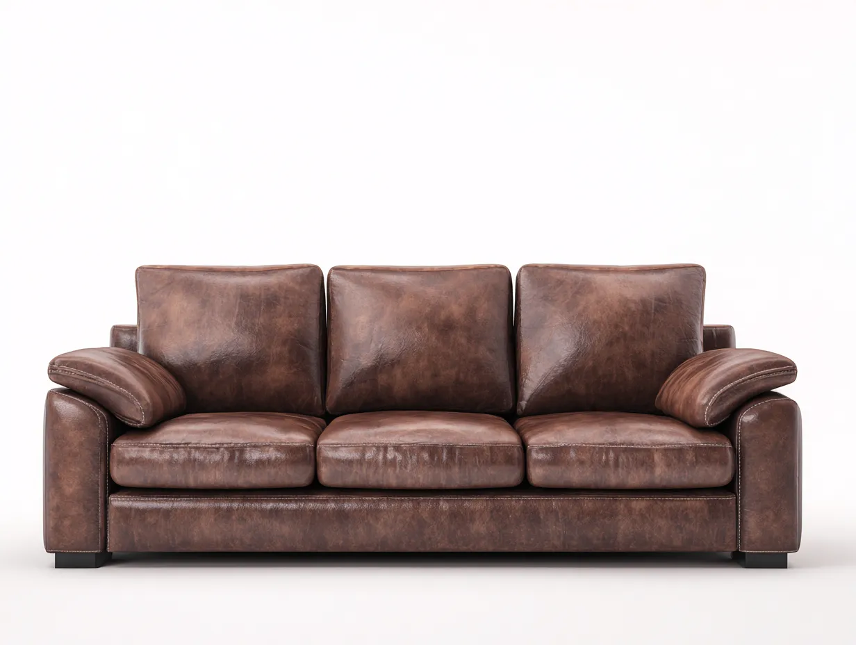 Divano a 3 posti - pelle - 234x94x87 cm - marrone caldo - stile contemporaneo-Pinegobay