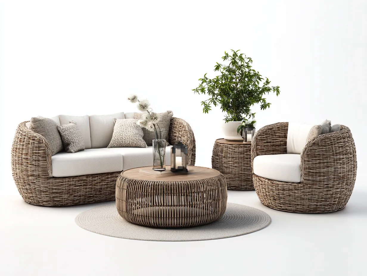 Divani da esterno - rattan sintetico-tessuto-legno - 160x80x82 cm - beige-marrone chiaro - stile moderno-Pinegobay