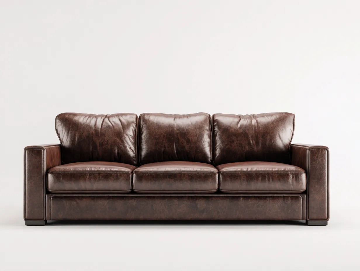 Divano a 3 posti - pelle - 242x98x84 cm - marrone scuro - stile vintage-Pinegobay