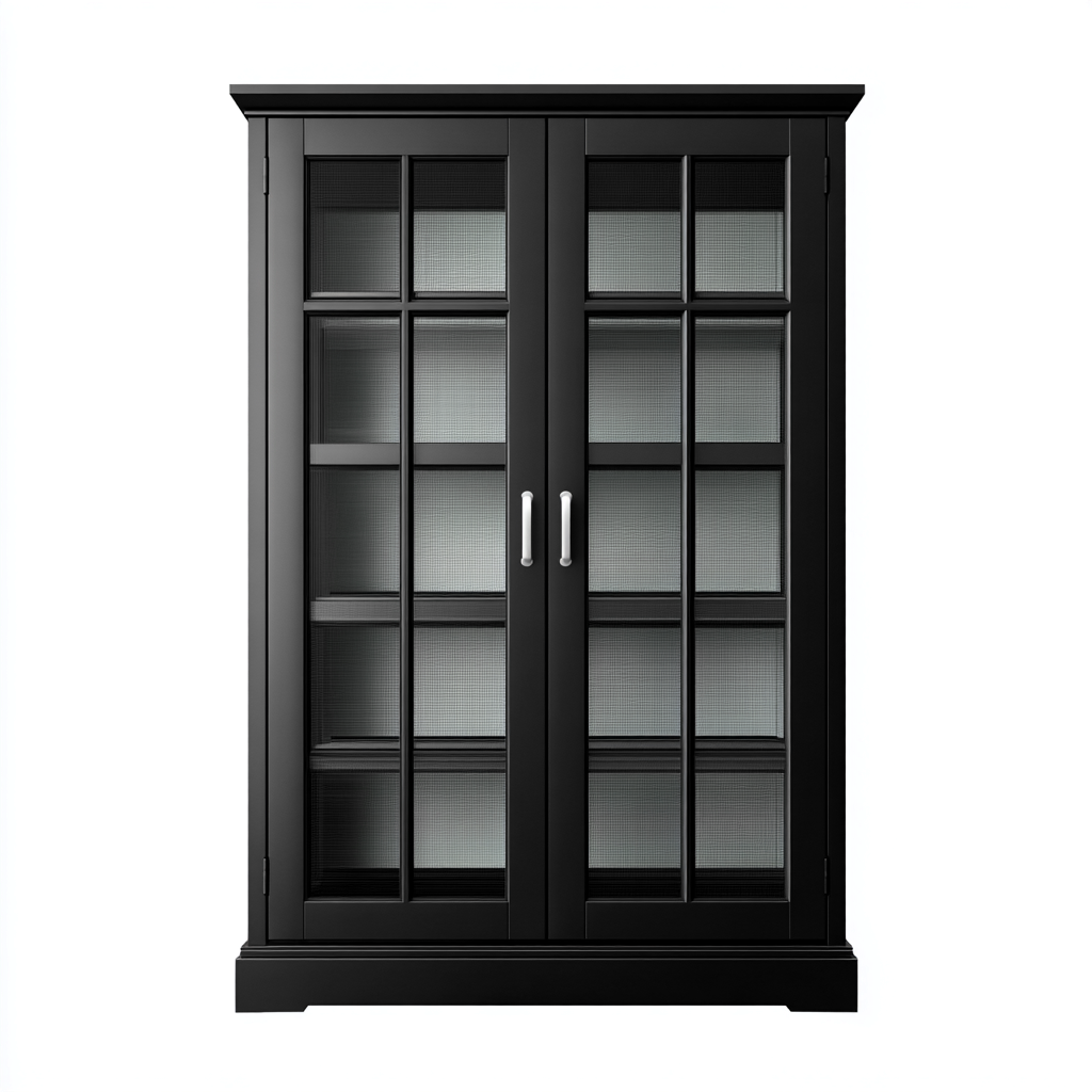 Vitrine en bois et verre 90x40x180 cm - noir - style classique-Havengetpad